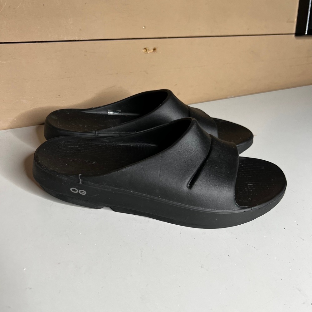 OOFOS OOahh Sport Slide Sandals Black Recovery Mens 10 Womens 12 EU 43
